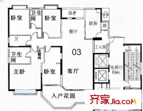 汇景新城上城峰境户型图5室2厅户型图 5室2厅4卫1厨