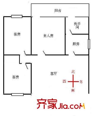金坤花园户型图3室2厅户型图 3室2厅1卫1厨