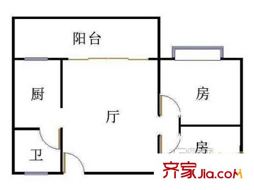 海意名苑户型图2室1厅户型图 2室1厅1卫1厨