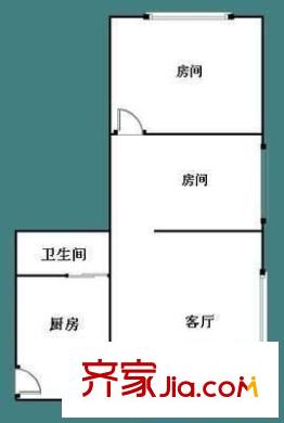一方雅居户型图2室1厅户型图 2室1厅1卫1厨