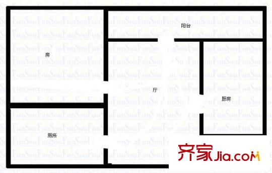 天平花苑户型图1室1厅户型图 1室1厅1卫1厨
