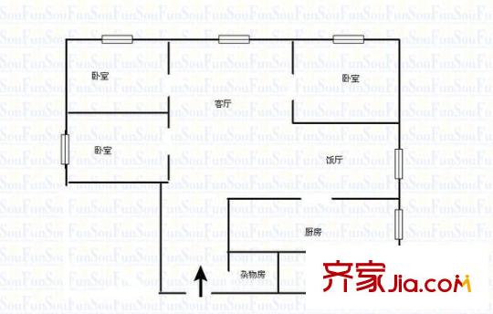 冠军小区户型图3室2厅户型图 3室2厅1卫1厨