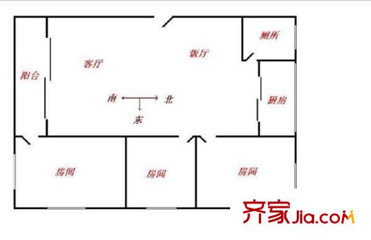 六榕路小区户型图3室2厅户型图 3室2厅1卫1厨