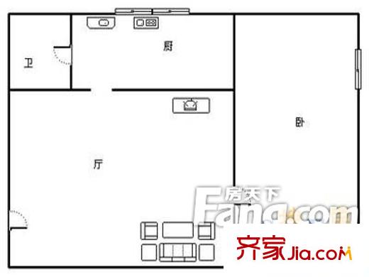 合兴苑户型图1室1厅户型图 1室1厅1卫1厨