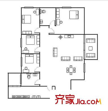 天力居户型图4室2厅户型图 4室2厅1卫1厨