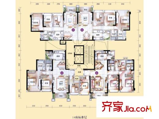 敏捷・金月湾14座标准层户型