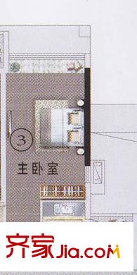 东湖映月F1栋03户型 1室1厅1卫1厨
