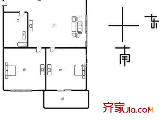供銷社宿舍（能補(bǔ)天巷0  2室 戶型圖