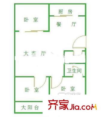 第四醫(yī)院單位宿舍 3室 戶型圖