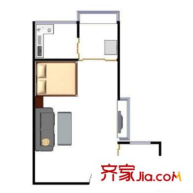 東方華庭 1室 戶型圖