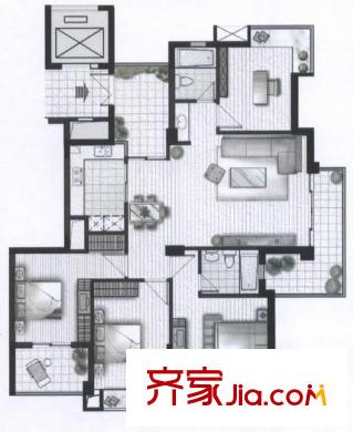 三塑宿舍 4室 戶型圖