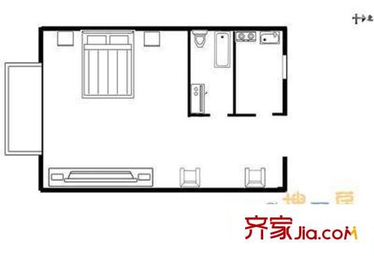 樹湯路皮具宿舍戶型圖皮具宿舍（樹湯路） 1室戶型圖 1室1廳1衛(wèi)1廚