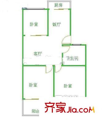 省電建二公司西苑生活區(qū)戶型圖電建二公司西苑生活區(qū) 3室戶型圖 3室2廳1衛(wèi)1廚