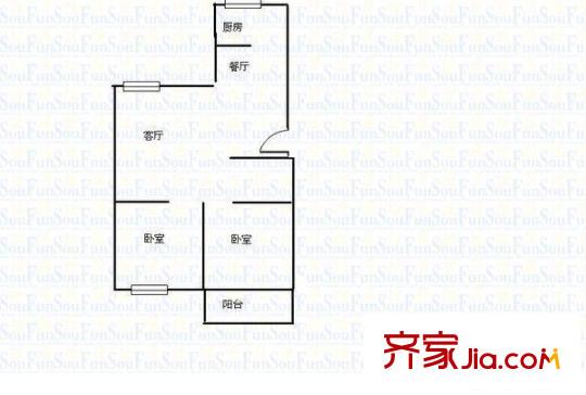 市運(yùn)輸公司官前路單位宿舍 2室 戶(hù)型圖