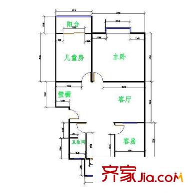 鳳凰北電視臺宿舍 3室戶型圖
