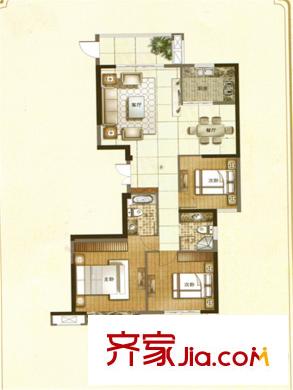 匯誠佳源居戶型圖2號樓B戶型 3室2廳2衛(wèi)1廚