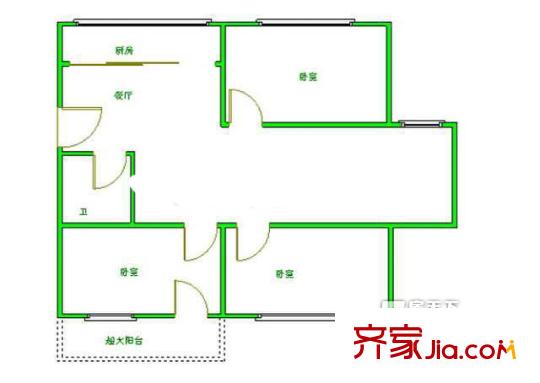 晉安區(qū)一建單位宿舍 3室 戶型圖