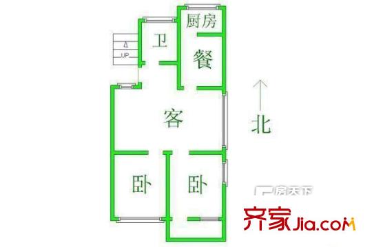 交通廳單位宿舍 2室 戶型圖