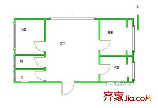 西城公寓 3室 戶型圖