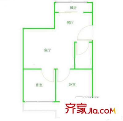 自來水廠單位宿舍 2室 戶型圖