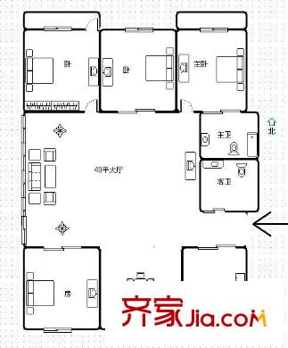 中利花園 4室 戶型圖