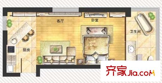 佳盛廣場 1室 戶型圖