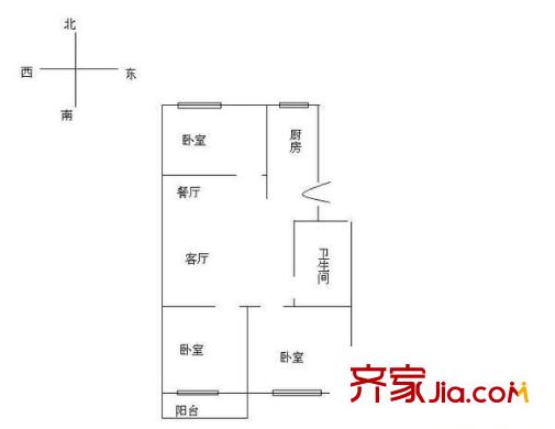 河南新村 2室 戶型圖