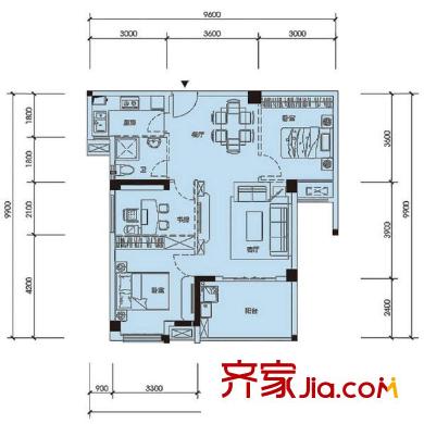 金山明星 3室 戶型圖