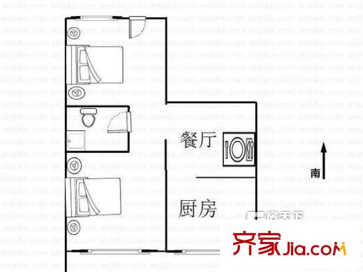 新紅旗新村 2室戶型圖