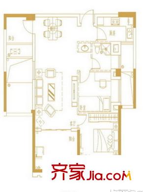 正榮潤園戶型圖B3戶型圖 2室1廳1衛(wèi)1廚