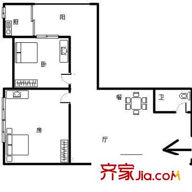 晉東花園 2室 戶型圖