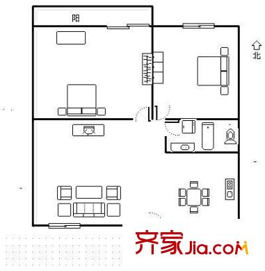 上洋小區(qū) 2室 戶型圖
