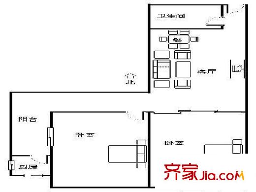 晉東花園 2室 戶型圖