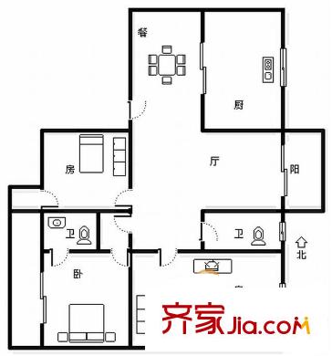 臨江新天地福江苑 3室戶型圖