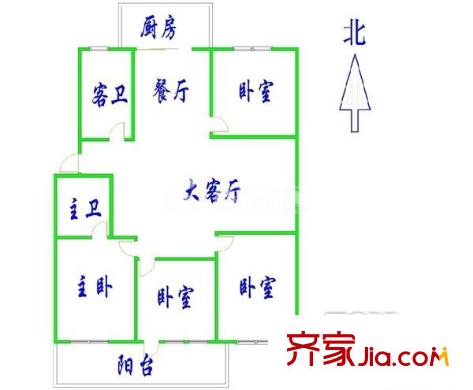 鳳凰北新村 4室 戶型圖