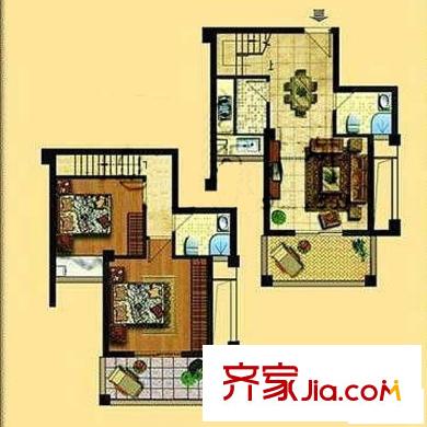 金輝伯爵山戶型圖9#復(fù)式03單元. 2室2廳2衛(wèi)1廚
