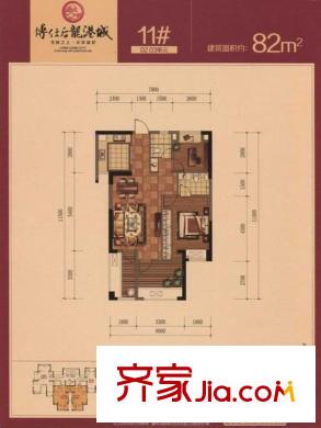 博仕后龍港城戶型圖3#05 06單元82平方米 2室1廳2衛(wèi)1廚