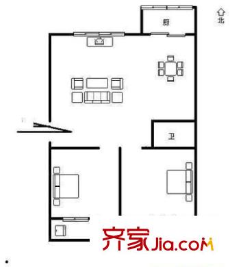 白水塘小區(qū) 2室 戶型圖