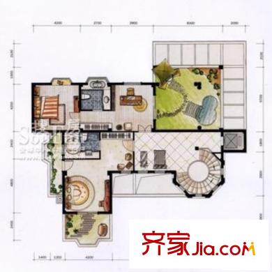 禹洲鼓山一號(hào)A戶型地上三層平面圖 7室5廳6衛(wèi)1廚