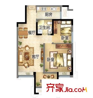 園丁苑戶型圖2室2廳 戶型圖 2室2廳1衛(wèi)1廚