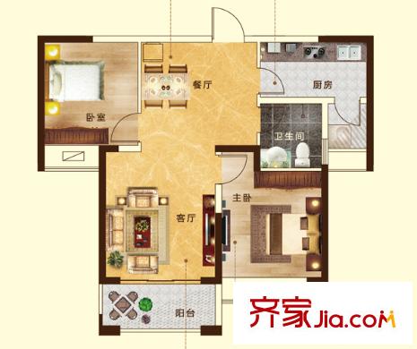 99號公寓戶型圖2室2廳 2室2廳