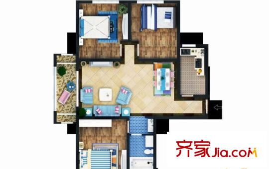 99號公寓戶型圖3室2廳 3室2廳
