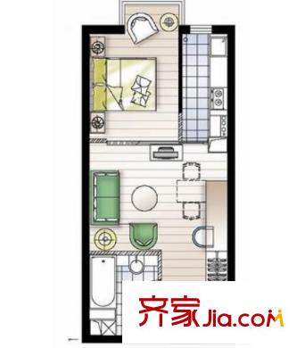 美林青城戶(hù)型圖1室1廳 戶(hù)型圖 1室1廳1衛(wèi)1廚