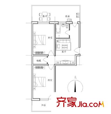 自來(lái)水廠宿舍戶型圖戶型圖 2室2廳