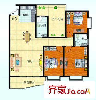 二橋東村戶型圖3室2廳 3室2廳