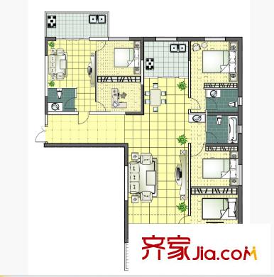 二橋東村戶型圖4室2廳 4室2廳