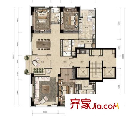 鑫?；▓@戶型圖4室2廳 戶型圖 4室2廳2衛(wèi)4廚