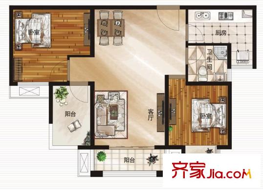 江南公寓戶型圖2室2廳 2室2廳