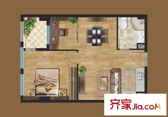 北大資源首座戶型圖C戶型 2室2廳1衛(wèi)1廚