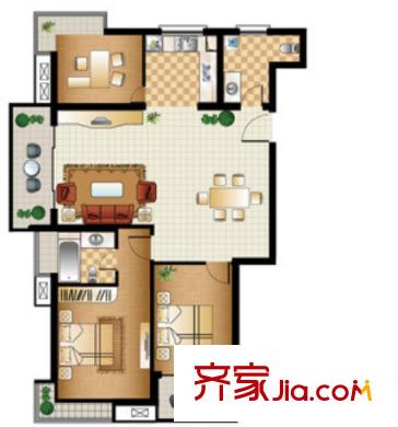 江景時代戶型圖3室2廳 3室2廳